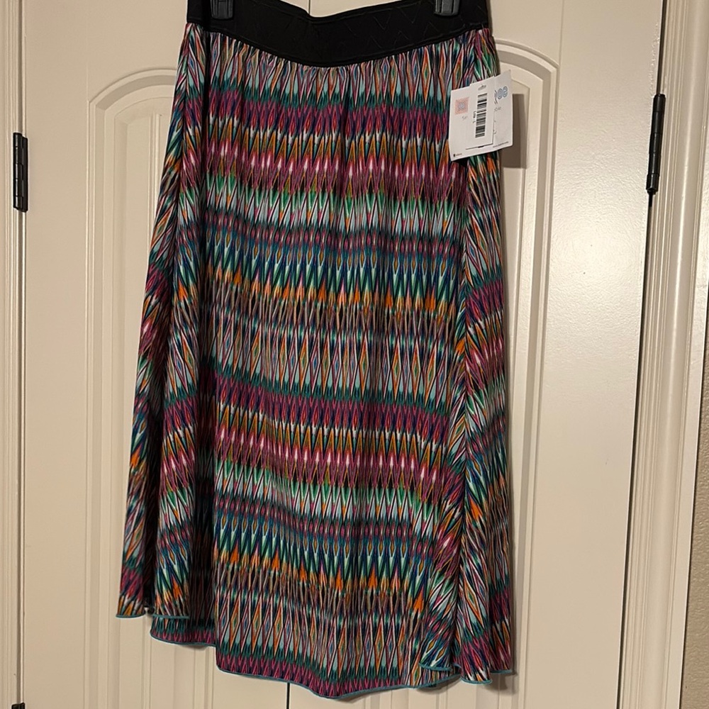 LuLaRoe Pink and Blue A-Line Knee-Length Skirt